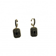 Black Sparkle Drop Earrings by Sixton London